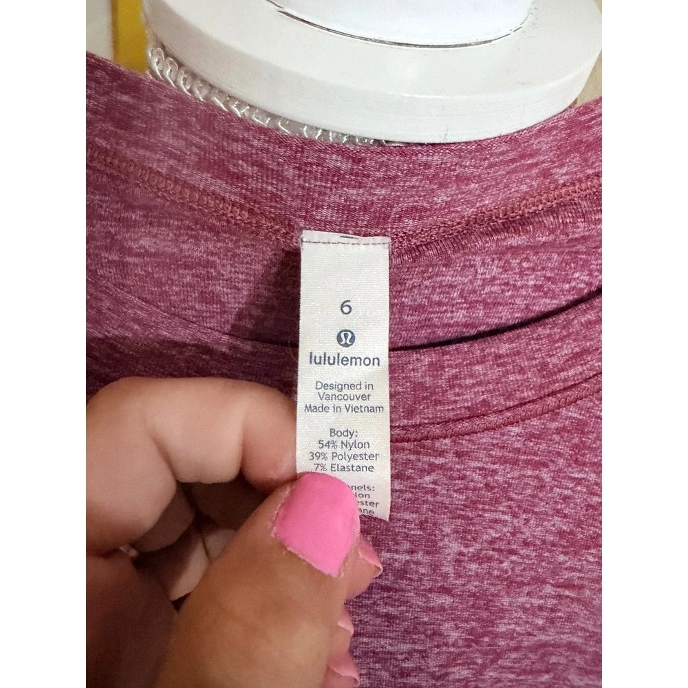 Lululemon Swiftly Tech Short Sleeve Crew Heathered Pink Berry Running Shirt Sz 6